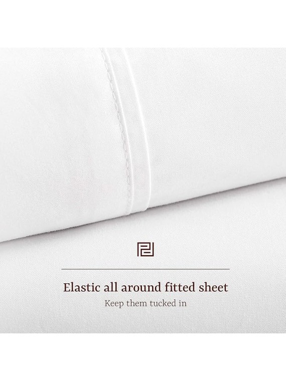 Queen Size Thermoregulating Bed Sheet Set, 4 Piece Bedding, 600 Thread Count, Breathable & Cooling Sheets, Sateen, 100% Peruvian Pima Cotton, White