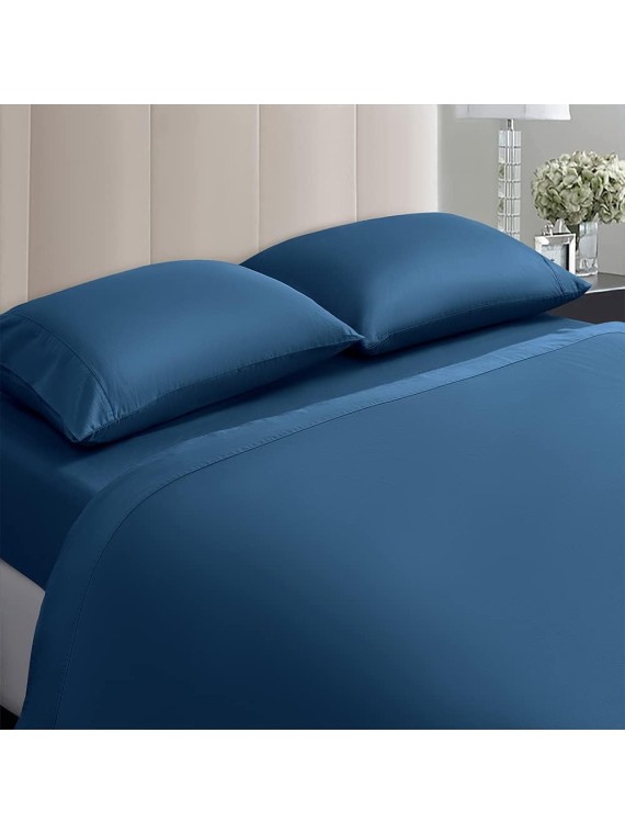 100% Egyptian Cotton Sheets King Size,1000 Thread Count Luxury Heavy Bed Sheets Set,Very Smooth Soft with 18" Deep Pocket Sheets 4 Pc Sets(Ocean Blue, King)