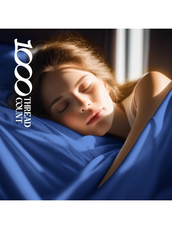 100% Egyptian Cotton Sheets King Size,1000 Thread Count Luxury Heavy Bed Sheets Set,Very Smooth Soft with 18" Deep Pocket Sheets 4 Pc Sets(Ocean Blue, King)